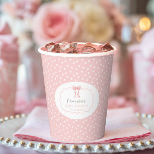 Pink Bow Polka Dot Baby Shower Baby Girl Coquette Paper Cups