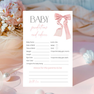 Pink Bow Predictions and Advice Baby Shower Game