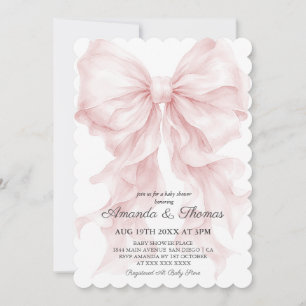 Pink Bow Preppy Baby Shower Invitation
