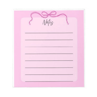 Pink bow print notepad