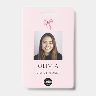 Pink Bow Professional Small Business Photo Logo ID Badge
