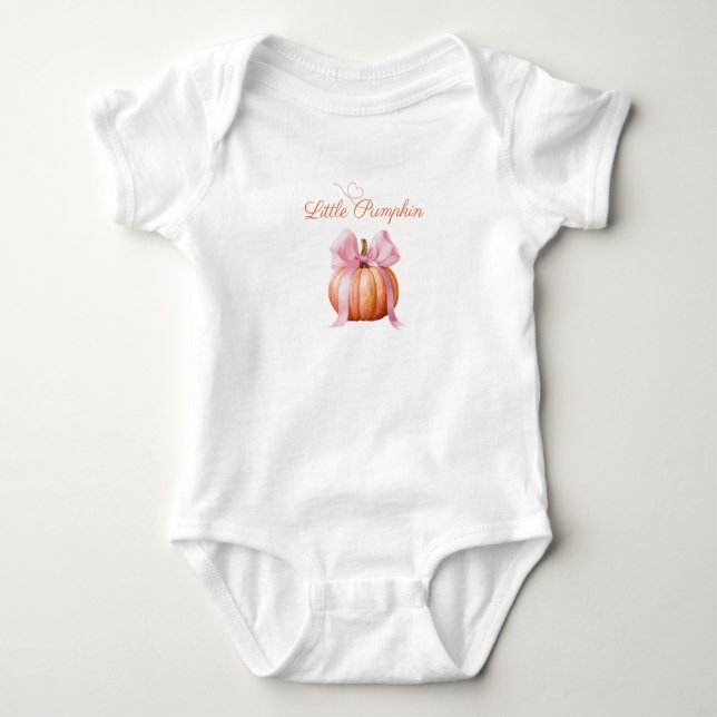 Pink Bow Pumpkin Baby Jersey Bodysuit | Cute  (Front)