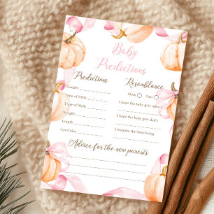 Pink Bow Pumpkin Baby Shower Baby Predictions Game