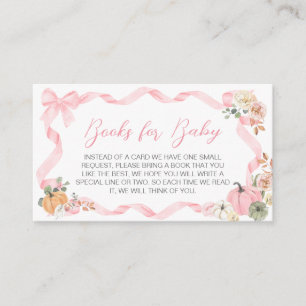Pink Bow Pumpkin Baby Shower Books for Baby Enclosure Card
