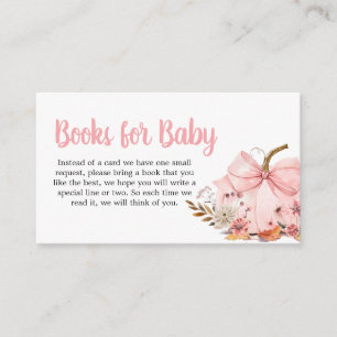 Pink Bow Pumpkin Baby Shower Books for Baby Enclosure Card