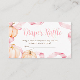 Pink Bow Pumpkin Baby Shower Diaper Raffle Enclosure Card