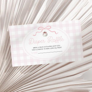 Pink Bow Pumpkin Baby Shower Diaper Raffle Enclosure Card