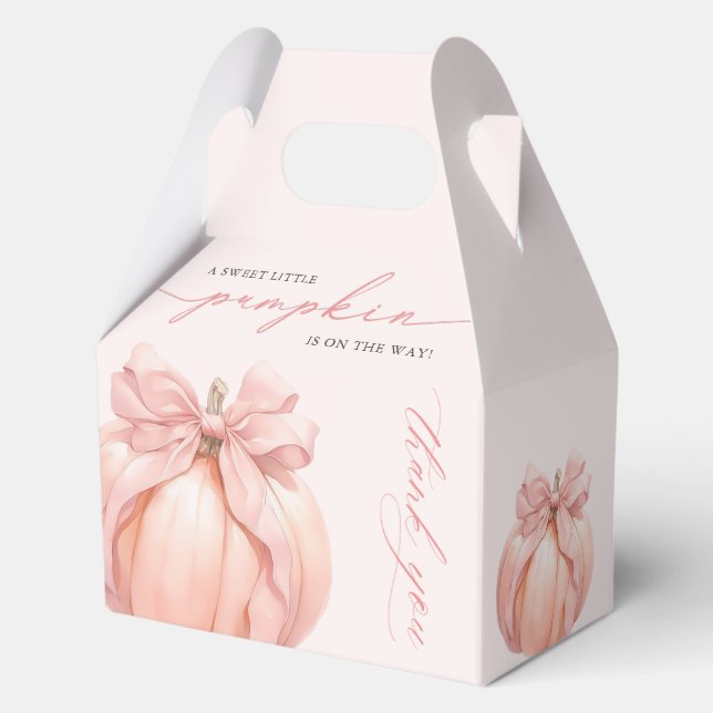 Pink Bow Pumpkin Baby Shower Favour Box (Front)