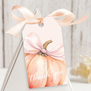 Pink Bow Pumpkin Baby Shower Gift Tags