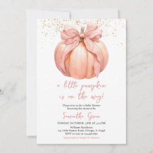 Pink Bow Pumpkin Baby Shower Invitation