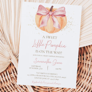 Pink Bow Pumpkin Baby Shower Invitation