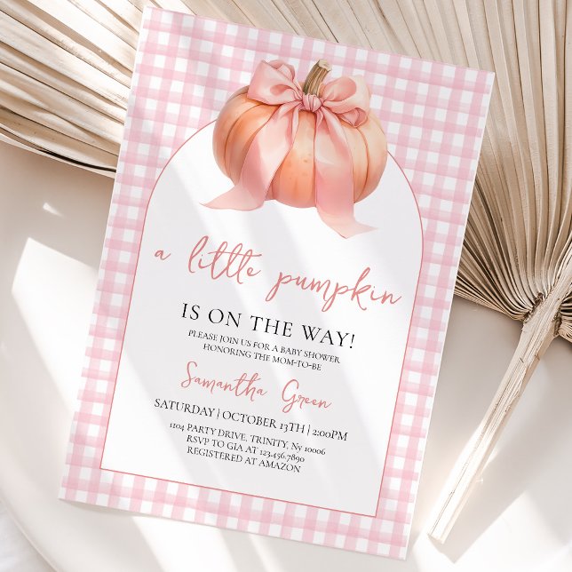 Pink Bow Pumpkin Baby Shower Invitation (Creator Uploaded)