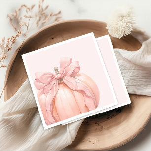 Pink Bow Pumpkin Baby Shower Napkins