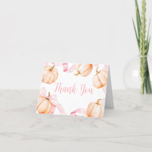 Pink Bow Pumpkin Baby Shower Thank You Card