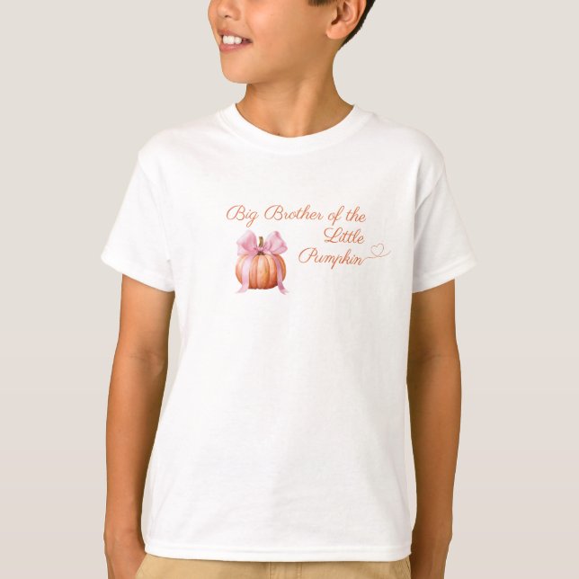 Pink Bow Pumpkin “Big Brother of the Pumpkin” Baby T-Shirt (Front)