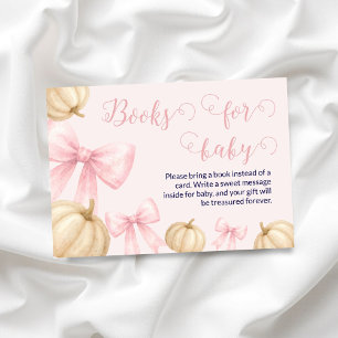 Pink bow Pumpkin Books for Baby Card Baby Shower