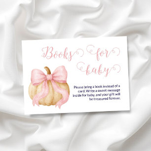 Pink bow Pumpkin Books for Baby Card Baby Shower
