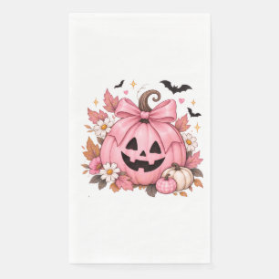 Pink Bow Pumpkin Coquette Halloween Napkin