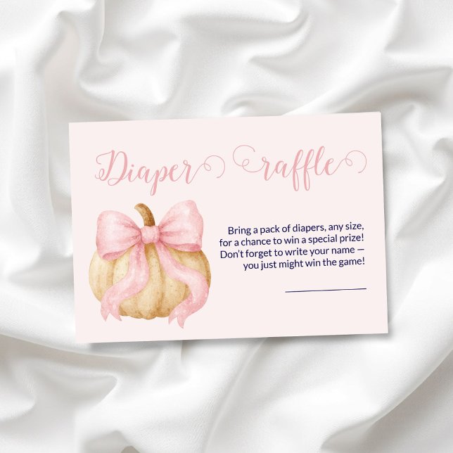 Pink bow Pumpkin Diaper Raffle Card Baby Shower (Creator Uploaded)