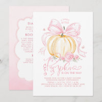 Pink Bow Pumpkin Fall Baby Shower All In One
