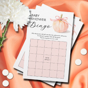 Pink Bow Pumpkin Girl Baby Shower Bingo Game