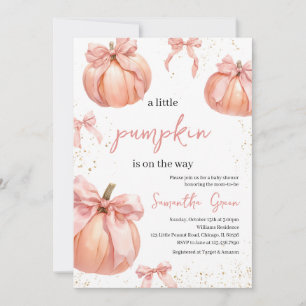 Pink Bow Pumpkin Girl Baby Shower Invitation