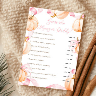 Pink Bow Pumpkin Guess Who Mummy or Daddy Game