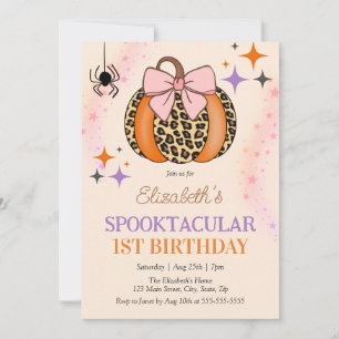 Pink Bow Pumpkin Spooktacular Halloween Birthday Invitation