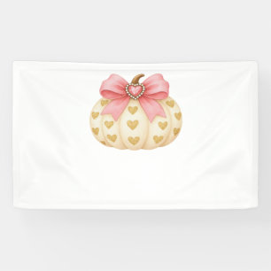 Pink Bow Pumpkin with Golden Hearts – Coquette Fal Banner