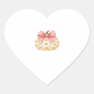 Pink Bow Pumpkin with Golden Hearts – Coquette Fal Heart Sticker