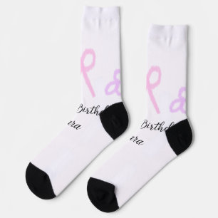 Pink bow purple floral pastel happy birthday socks