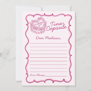 Pink Bow Retro Coquette Cake Time Capsule Card