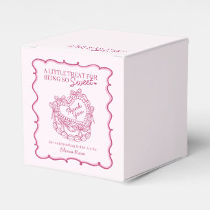 Pink Bow Retro Heart Coquette Cake Bridal Shower Favour Box