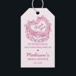 Pink Bow Retro Heart Coquette Cake Bridal Shower Gift Tags<br><div class="desc">Indulge in the charm of our Retro Coquette Cake Collection. This cherry-sweet ensemble features a vintage heart-shaped coquette cake adorned with pink coquette bows and sweet buttercream icing, capturing the essence of classic romance. Perfect for those who love a touch of nostalgic sweetness, this collection adds a playful and elegant...</div>