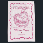 Pink Bow Retro Heart Coquette Cake Bridal Shower Medium Gift Bag<br><div class="desc">Indulge in the charm of our Retro Coquette Cake Collection. This cherry-sweet ensemble features a vintage heart-shaped coquette cake adorned with pink coquette bows and sweet buttercream icing, capturing the essence of classic romance. Perfect for those who love a touch of nostalgic sweetness, this collection adds a playful and elegant...</div>