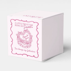 Pink Bow Retro Heart Coquette Cake Galentines Favour Box