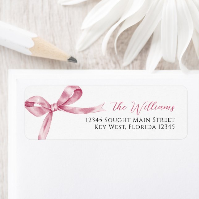Pink Bow Return Address Labels (Insitu)