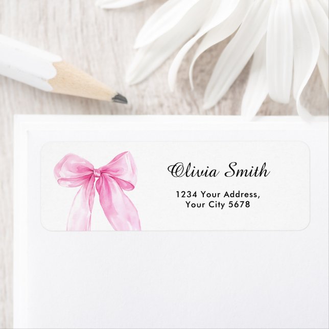 Pink Bow Ribbon Baby Shower Address (Insitu)