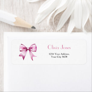 Pink Bow Ribbon Baby Shower Address
