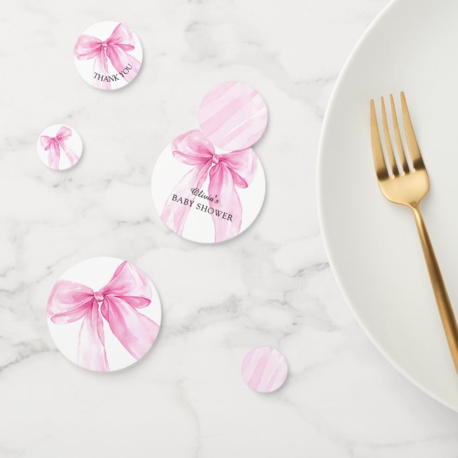 Pink Bow Ribbon Baby Shower Confetti (Group)