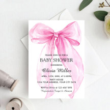 Pink Bow Ribbon Baby Shower