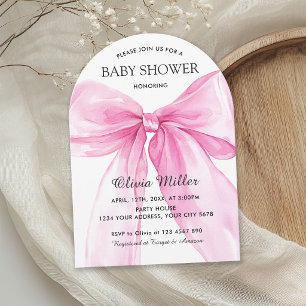 Pink Bow Ribbon Baby Shower Invitation