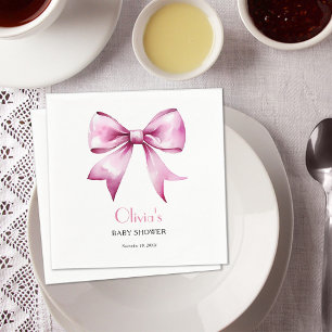 Pink Bow Ribbon Baby Shower Napkin
