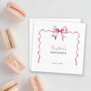 Pink Bow Ribbon Baby Shower Napkin