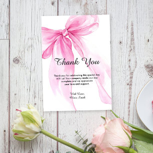 Pink Bow Ribbon Baby Shower Thank You Card