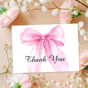 Pink Bow Ribbon Baby Shower Thank You Card