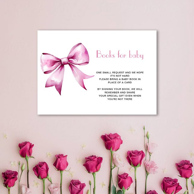 Pink Bow Ribbon Books for baby Enclosure Card (Creator Uploaded)