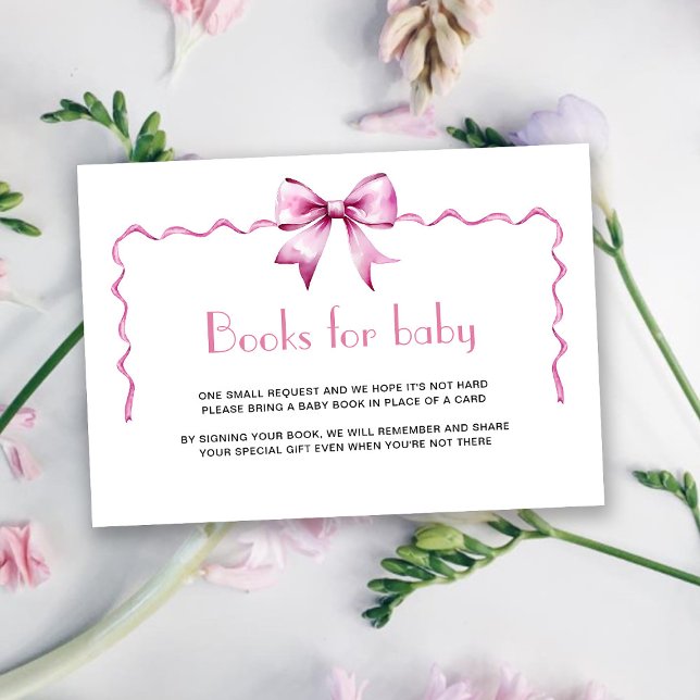 Pink Bow Ribbon Books for baby Enclosure Card (Creator Uploaded)