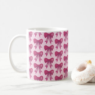 Pink Bow Ribbon Love Pattern Valentine Coffee Mug