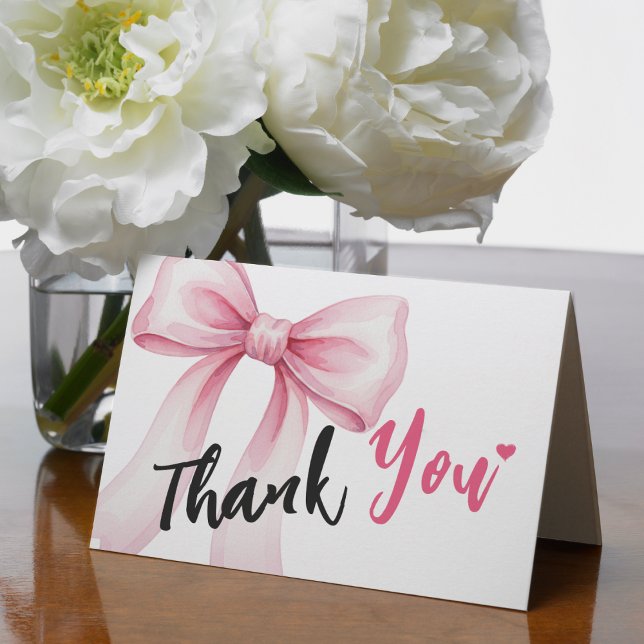 Pink Bow Ribbon Thank You Card (Pink Bow Ribbon Thank You Card
)